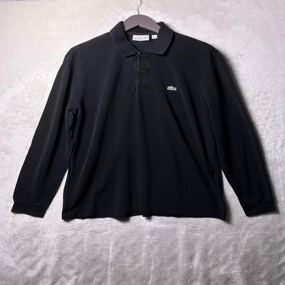 Lacoste Pique Cotton Polo Shirt Men's 7 2XL Black Long Sleeve Preppy Casual